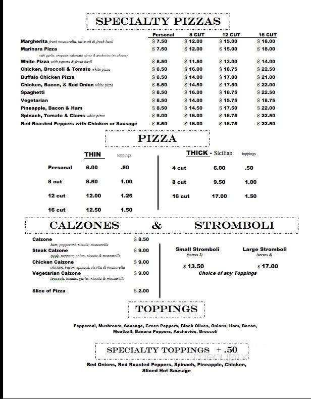 Capri Pizza & Restaurant - Paradise, PA menu_pic