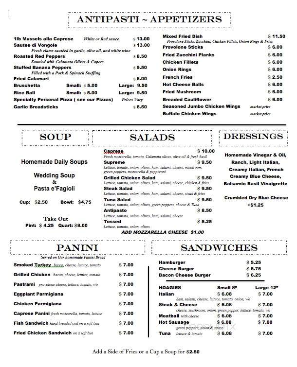 Capri Pizza & Restaurant - Paradise, PA menu_pic