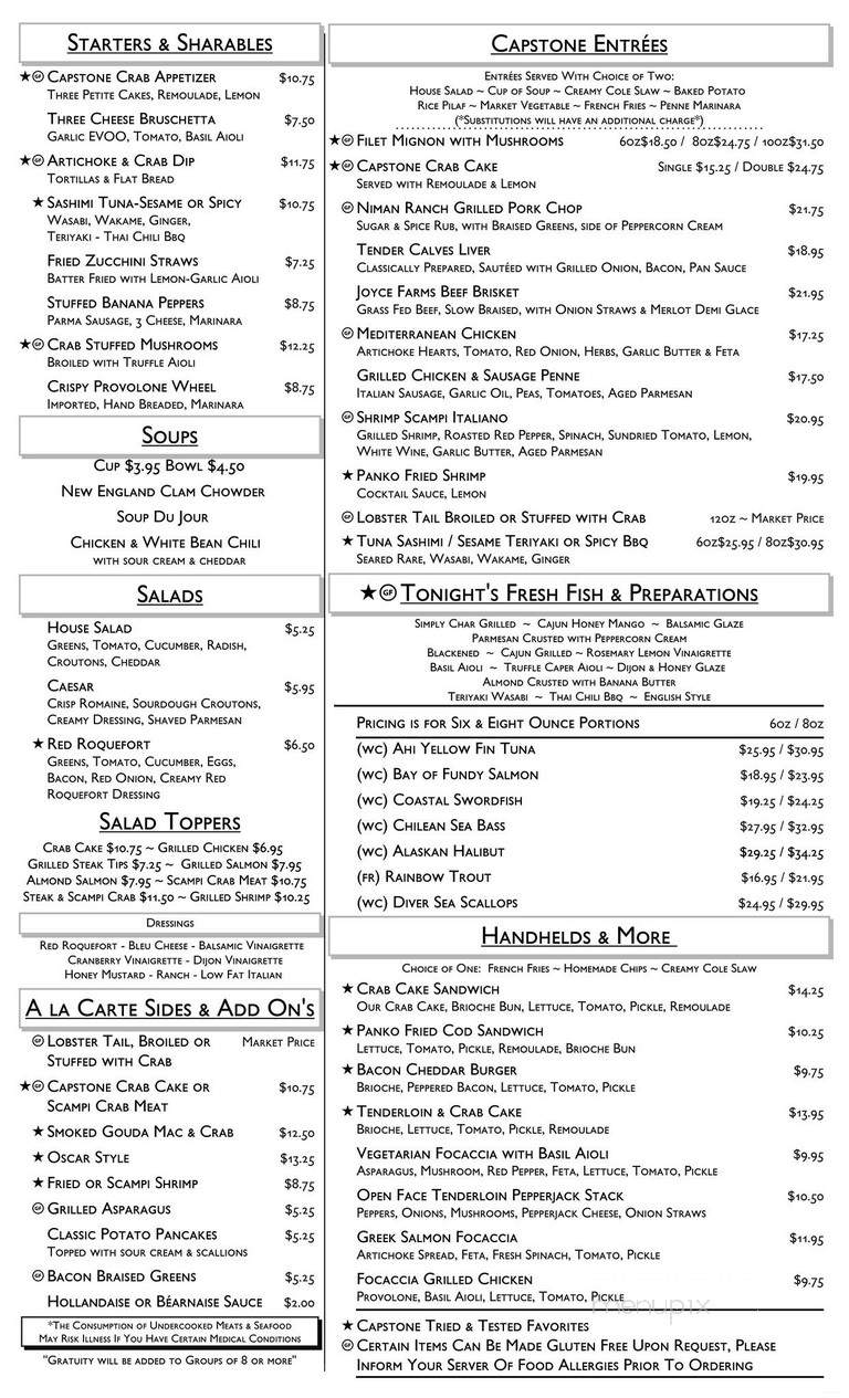 Capstone Grill - McMurray, PA menu_pic