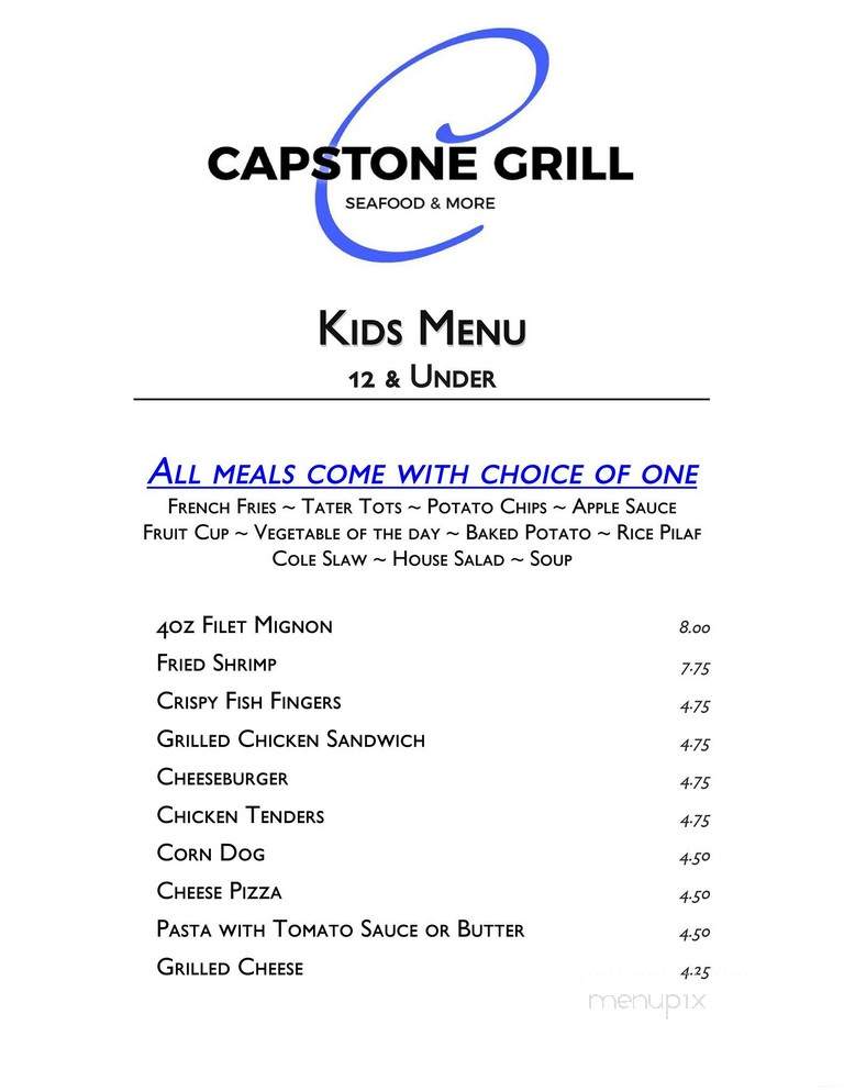 Capstone Grill - McMurray, PA menu_pic