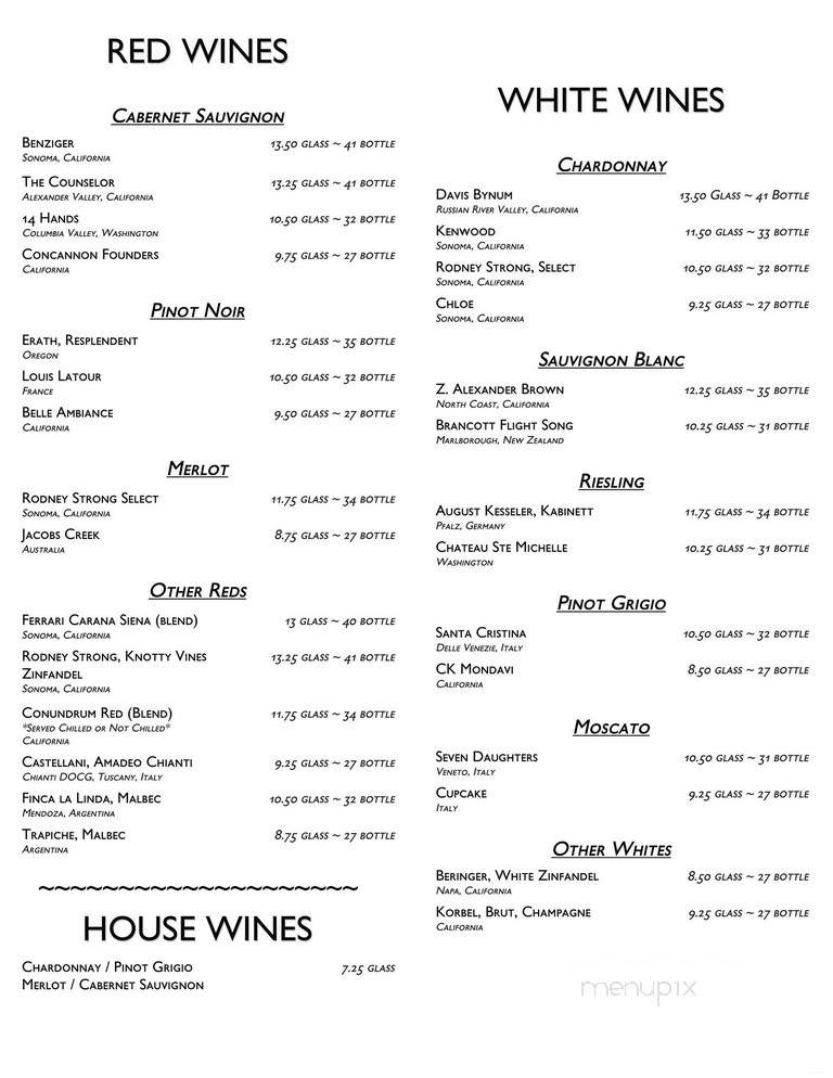 Capstone Grill - McMurray, PA menu_pic