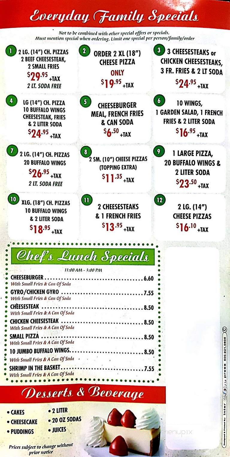Chef' Spot - Upper Darby, PA menu_pic