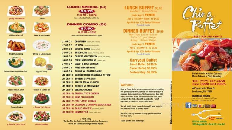 China Buffet - Lewistown, PA menu_pic