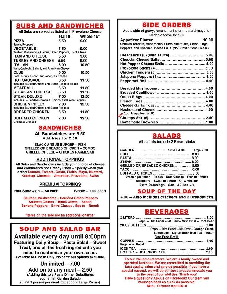 Chumps Restaurant - Norvelt, PA menu_pic