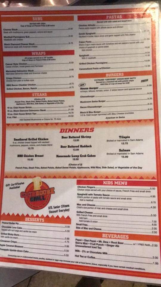 Clubhouse Grill & Restaurant - Mifflintown, PA menu_pic