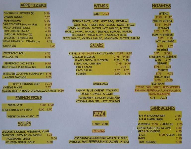 Conway Lounge - Conway, PA menu_pic