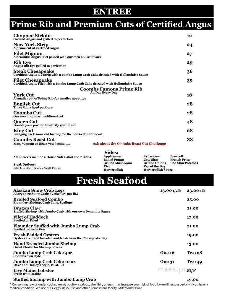Coomb's - York, PA menu_pic