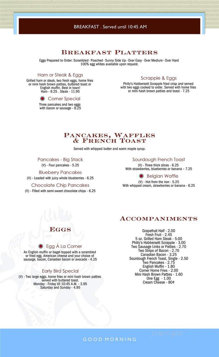 Corner Room - State College, PA menu_pic