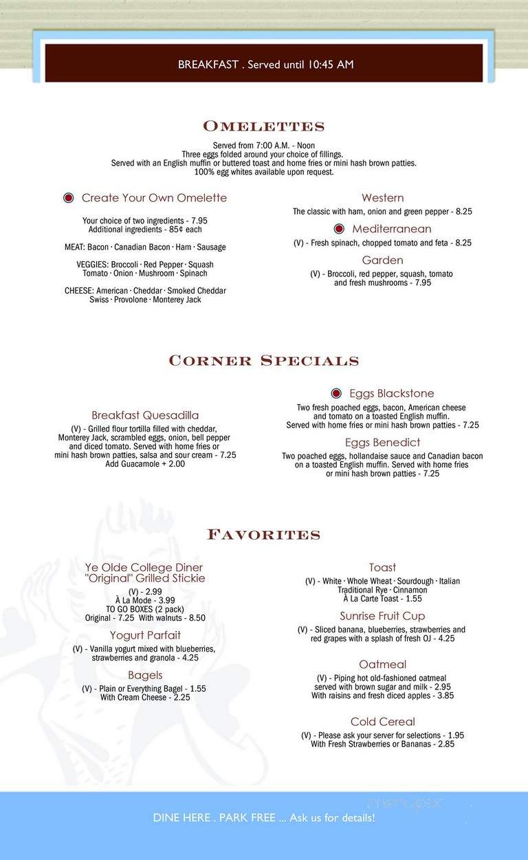 Corner Room - State College, PA menu_pic