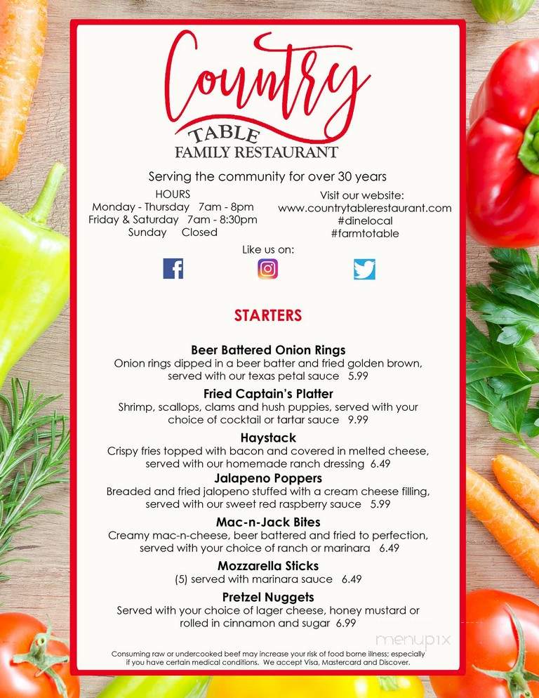 Country Table Family Restaurant - Mount Joy, PA menu_pic