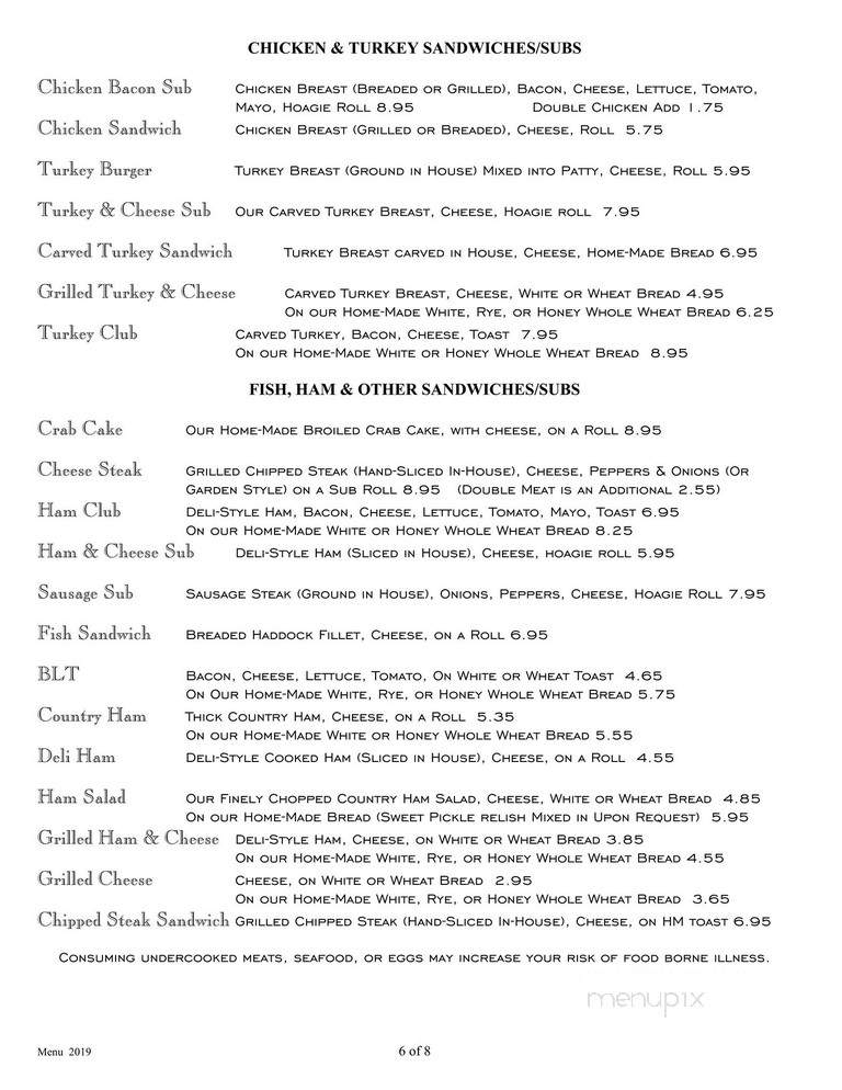 County Line Restaurant - Richfield, PA menu_pic