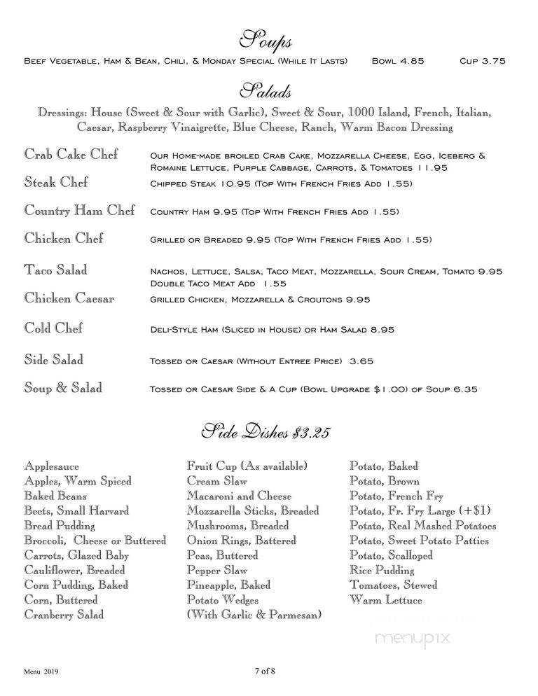 County Line Restaurant - Richfield, PA menu_pic