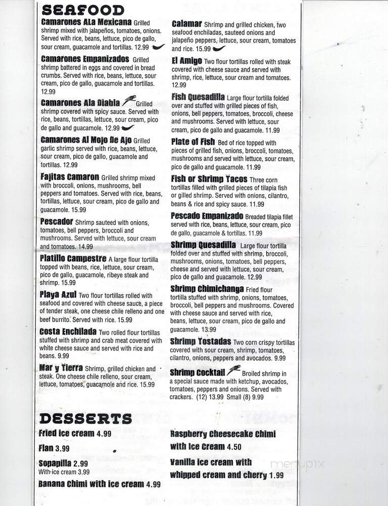 Cozumel - Clarion, PA menu_pic