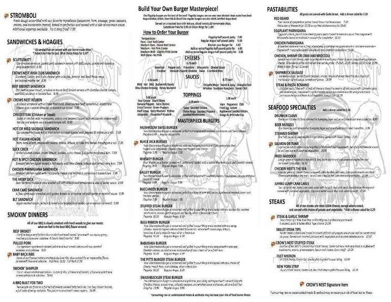 Crows Nest - Sharpsburg, PA menu_pic