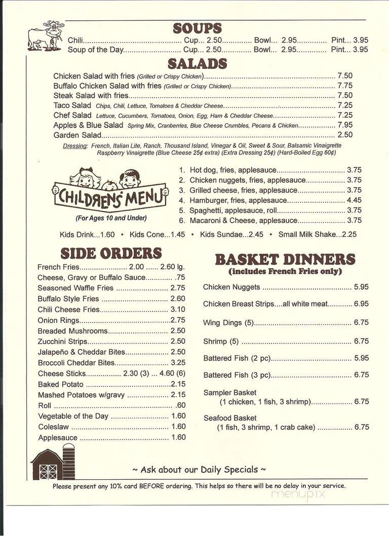 Dairy Bar - Berlin, PA menu_pic