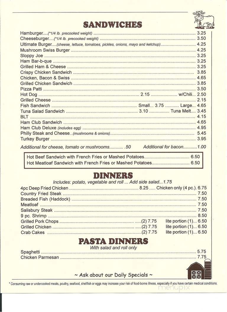 Dairy Bar - Berlin, PA menu_pic