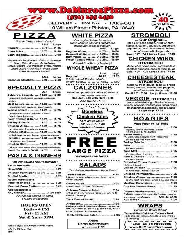 De Muro's Pizza - Pittston, PA