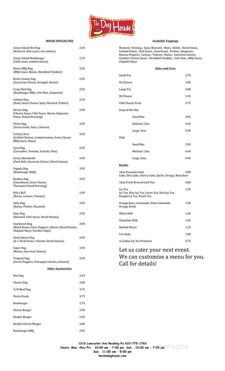 Dog House - Reading, PA menu_pic