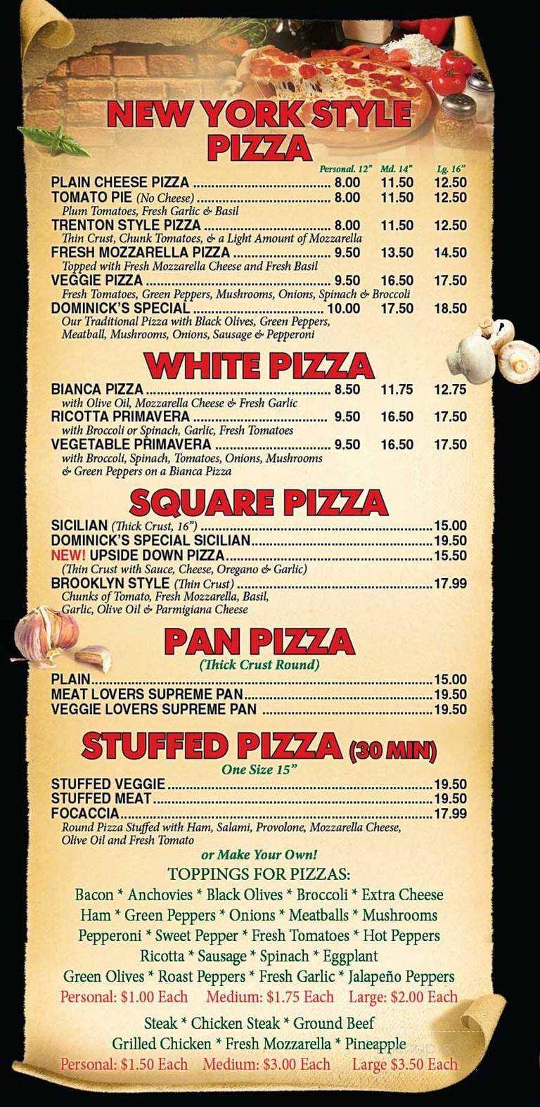 Dominick's Pizza - Newtown, PA menu_pic
