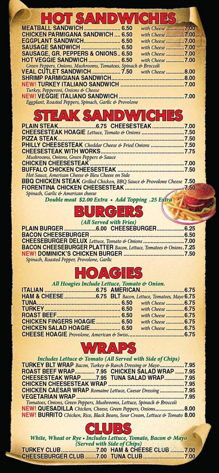 Dominick's Pizza - Newtown, PA menu_pic