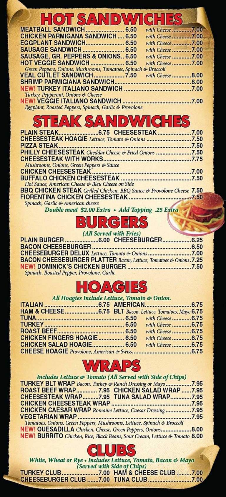 Dominick's Pizza - Newtown, PA menu_pic