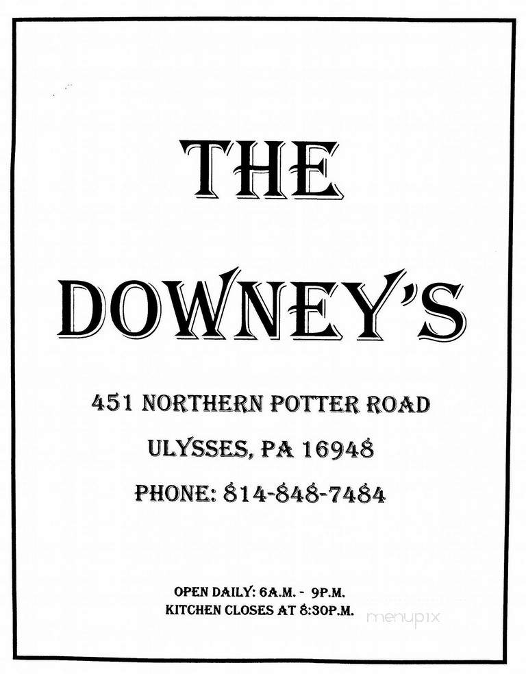 Downey's - Ulysses, PA menu_pic