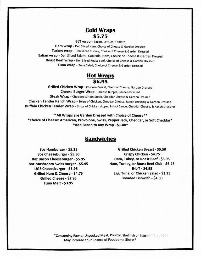 Downey's - Ulysses, PA menu_pic