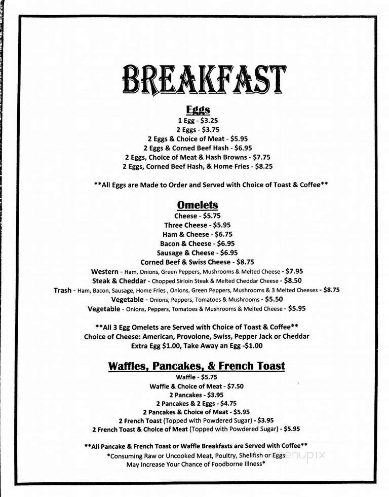 Downey's - Ulysses, PA menu_pic