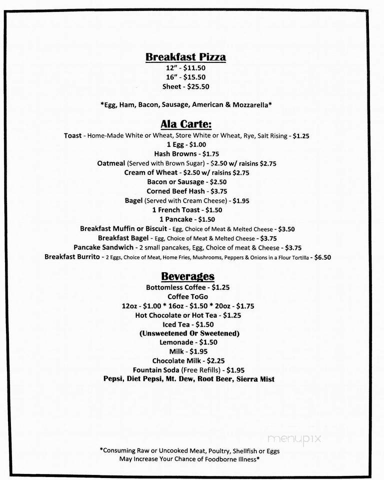 Downey's - Ulysses, PA menu_pic