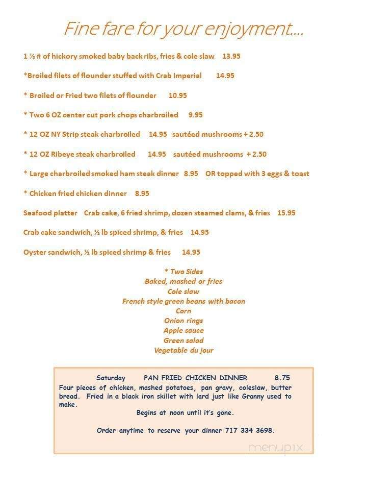 Earle's Inn - Gettysburg, PA menu_pic