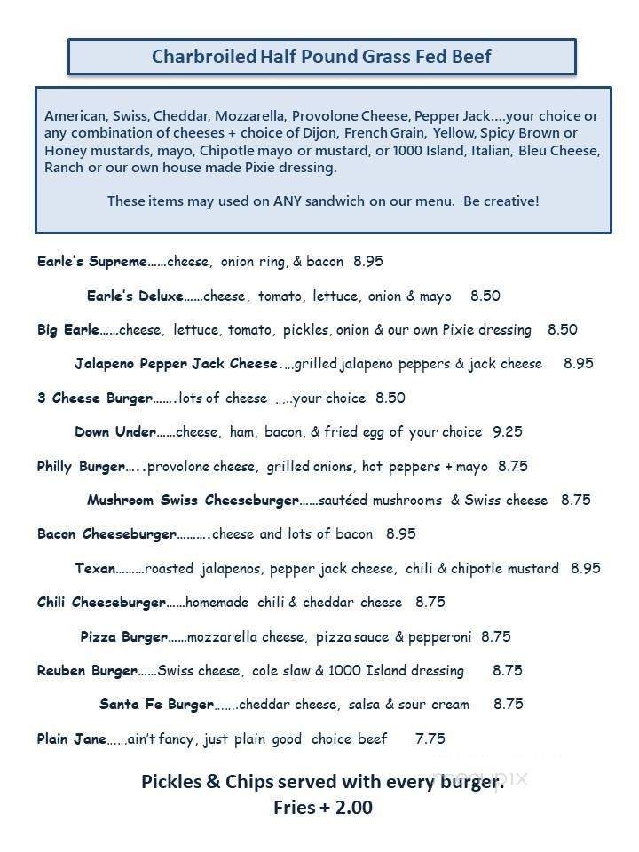 Earle's Inn - Gettysburg, PA menu_pic