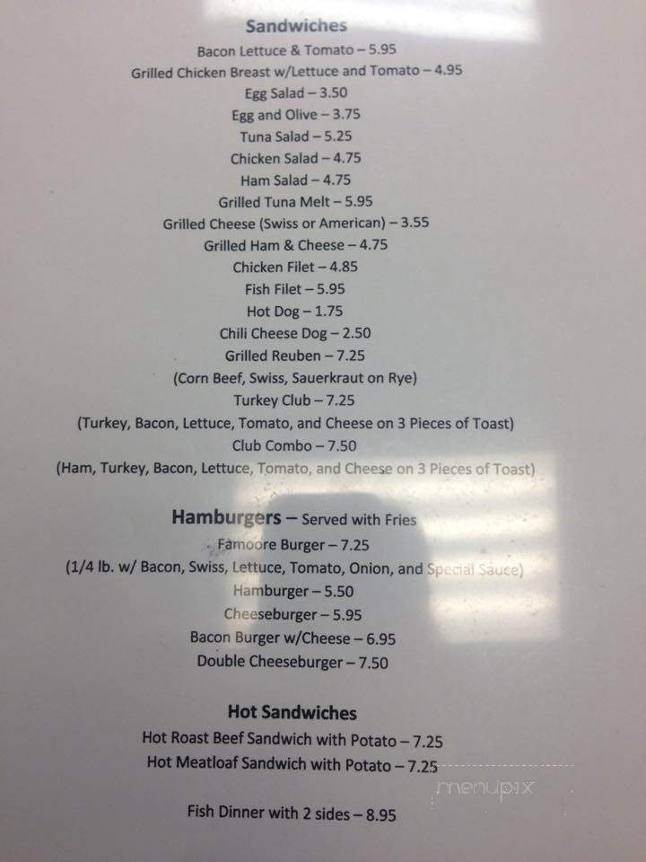 Famoore's Family Restaurant - Oil City, PA menu_pic
