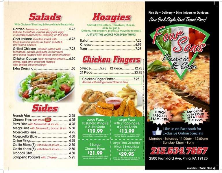 Four Sons - Philadelphia, PA menu_pic