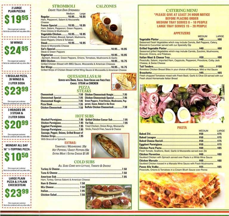 Franco's Pizzeria - New Britain, PA menu_pic