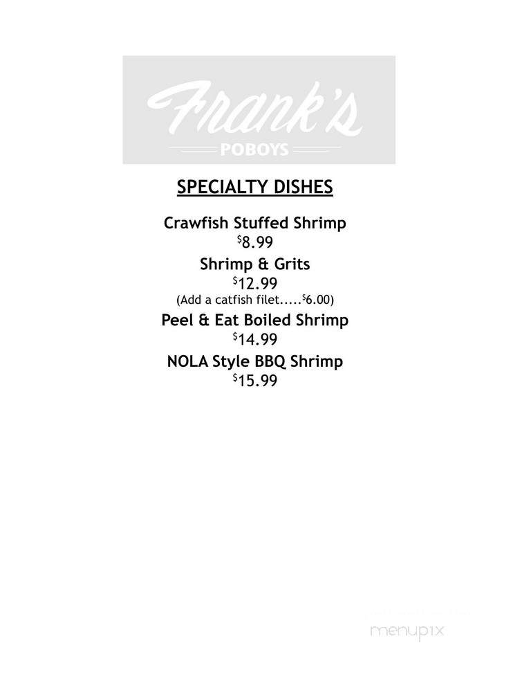 Frank's Sandwich Shop - Aston, PA menu_pic