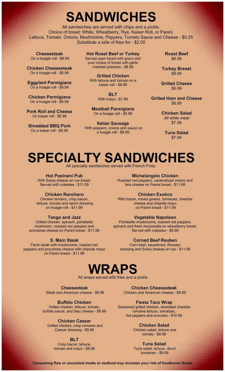 Fran's Pub - New Hope, PA menu_pic