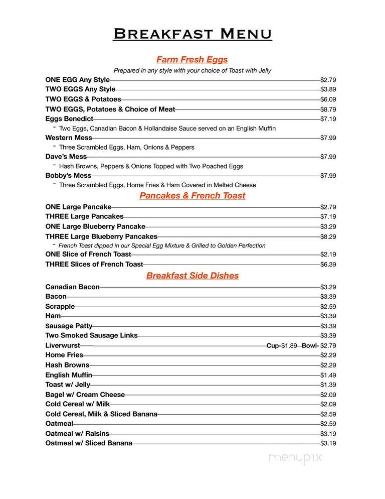 Hellers Family Restaurant - Williamsport, PA menu_pic