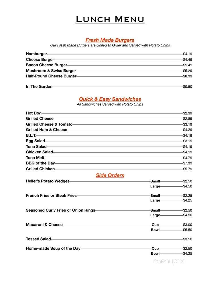 Hellers Family Restaurant - Williamsport, PA menu_pic