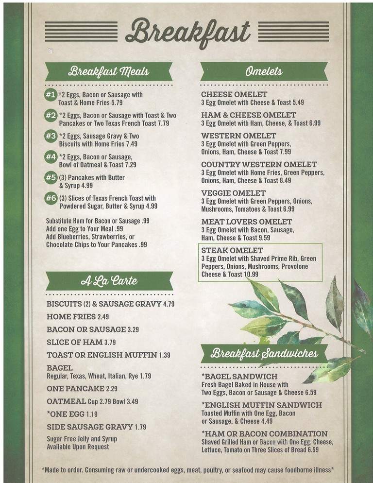 Hills Restaurant - New Eagle, PA menu_pic