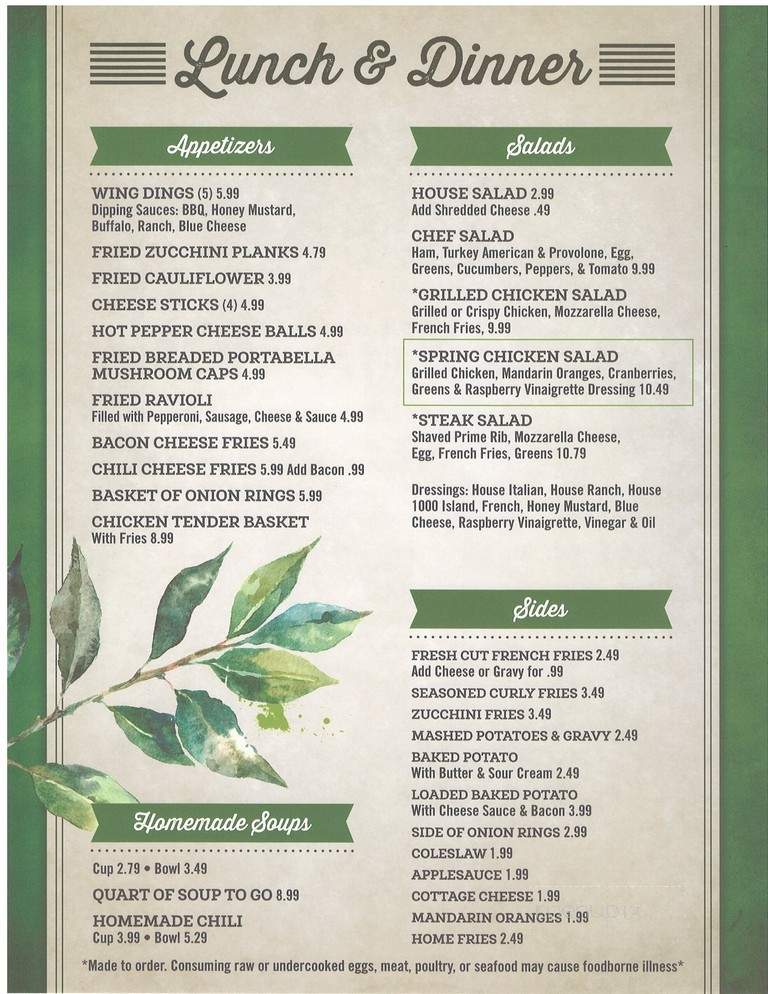 Hills Restaurant - New Eagle, PA menu_pic