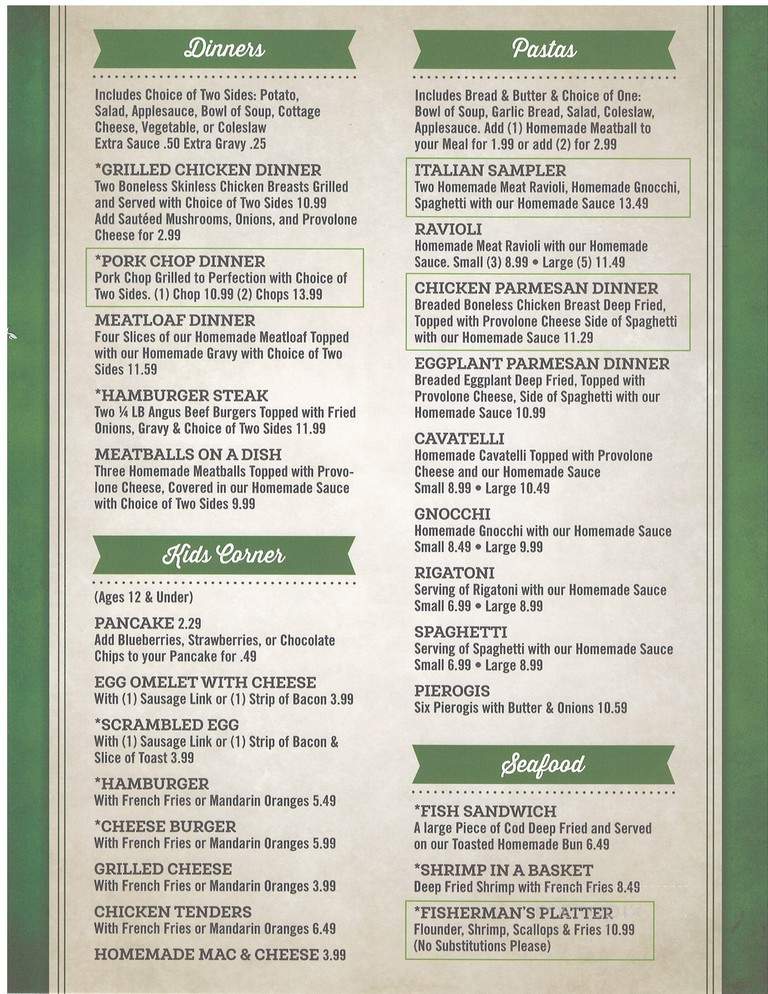 Hills Restaurant - New Eagle, PA menu_pic