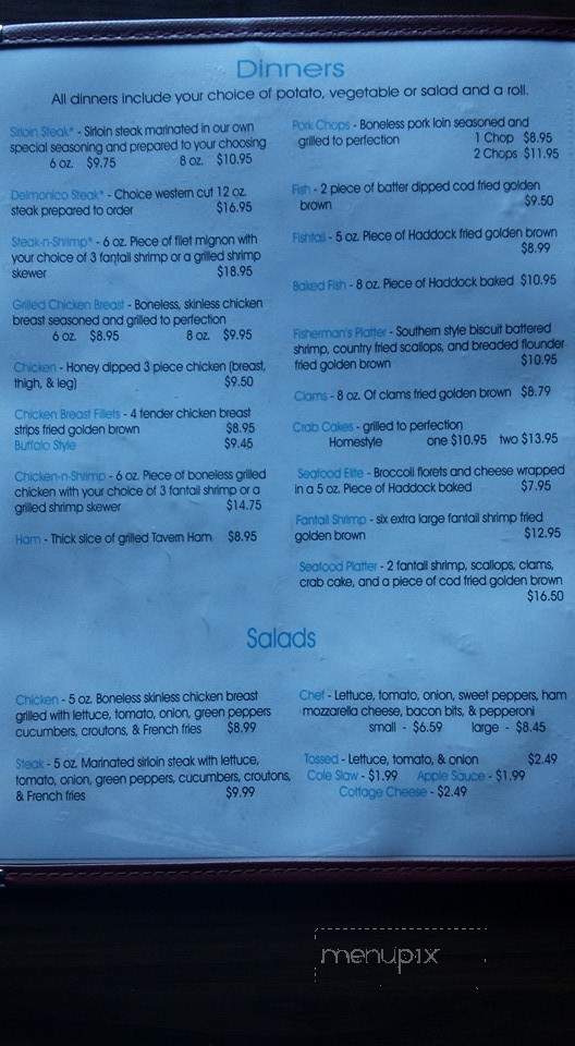 Hobo's Family Restaurant - Hyndman, PA menu_pic