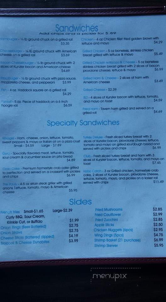 Hobo's Family Restaurant - Hyndman, PA menu_pic