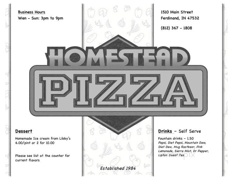 Homestead Pizza - Homestead, PA menu_pic