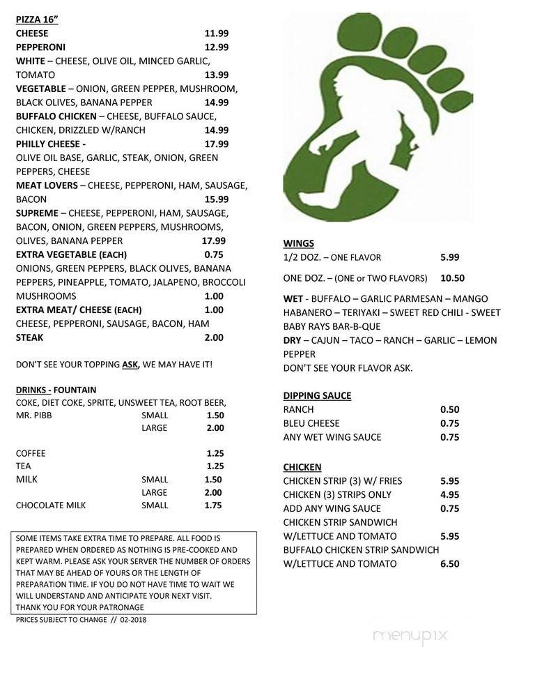 Hotel Tidioute - Tidioute, PA menu_pic