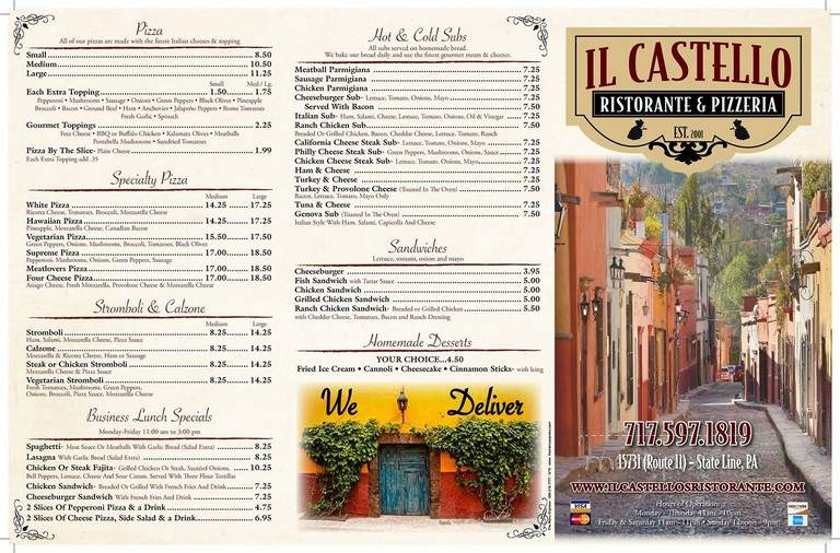 Il Castello Restaurant - State Line, PA menu_pic