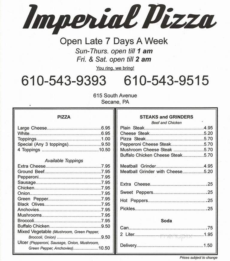 Imperial Pizza - Secane, PA
