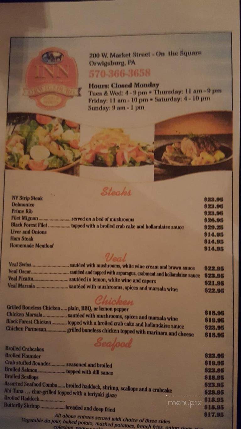 Inn Of Orwigsburg - Orwigsburg, PA menu_pic