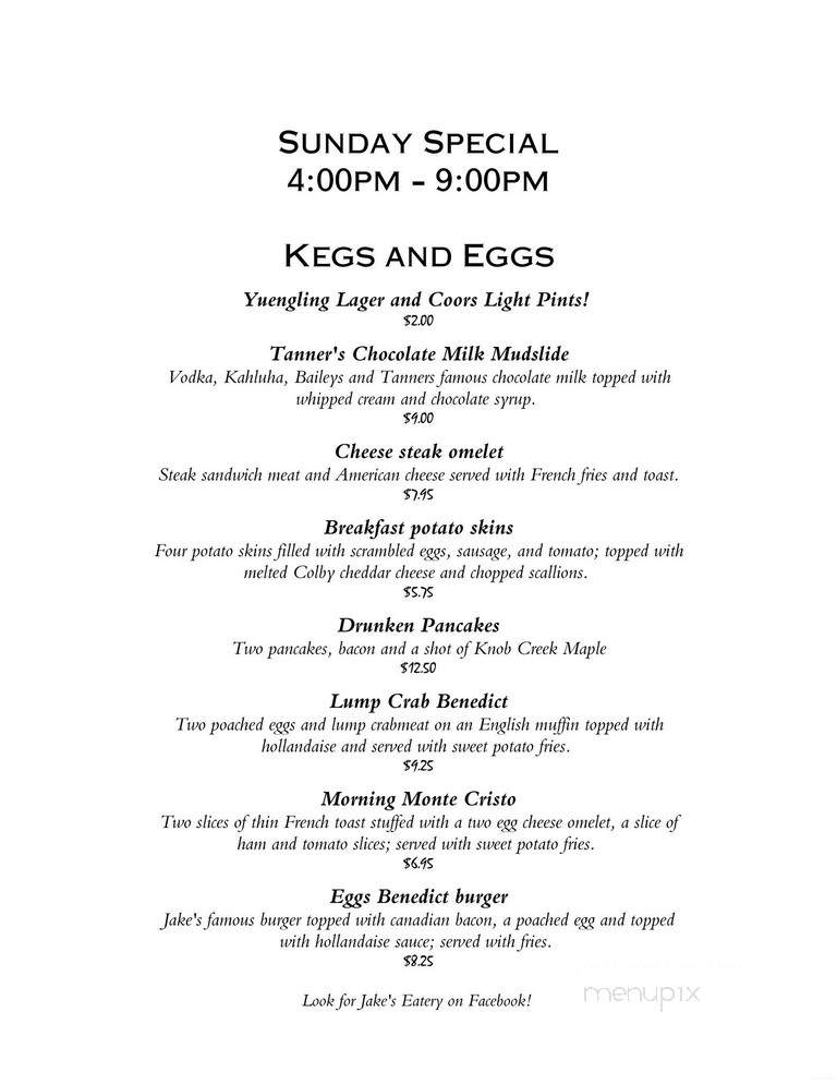 Jake's Eatery - Richboro, PA menu_pic