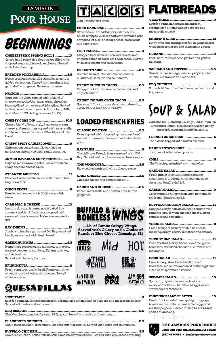 Jamison Grille - Jamison, PA menu_pic